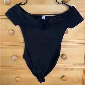 Off The Shoulder V Front Bodysuit